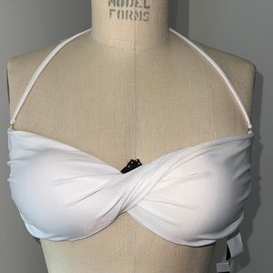 ViX by Paula Hermanny Solid White Twisted Bandeau Halter Bikini Top Sz L - NWT!